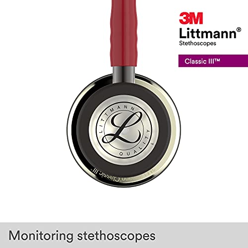 3M Littmann Classic III Monitoring Stethoscope  5870  More Than 2X as Loud  Weighs Less  Stainless Steel Rainbow Finish Chestpiece  27 Black Tube  Stem and Headset