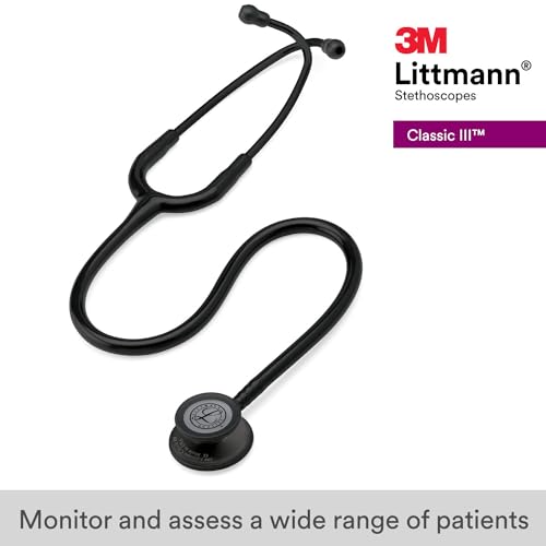 3M Littmann Classic III Monitoring Stethoscope  5870  More Than 2X as Loud  Weighs Less  Stainless Steel Rainbow Finish Chestpiece  27 Black Tube  Stem and Headset