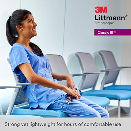 3M Littmann Classic III Monitoring Stethoscope  5870  More Than 2X as Loud  Weighs Less  Stainless Steel Rainbow Finish Chestpiece  27 Black Tube  Stem and Headset