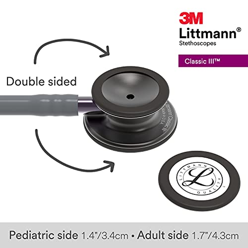 3M Littmann Classic III Monitoring Stethoscope  5870  More Than 2X as Loud  Weighs Less  Stainless Steel Rainbow Finish Chestpiece  27 Black Tube  Stem and Headset