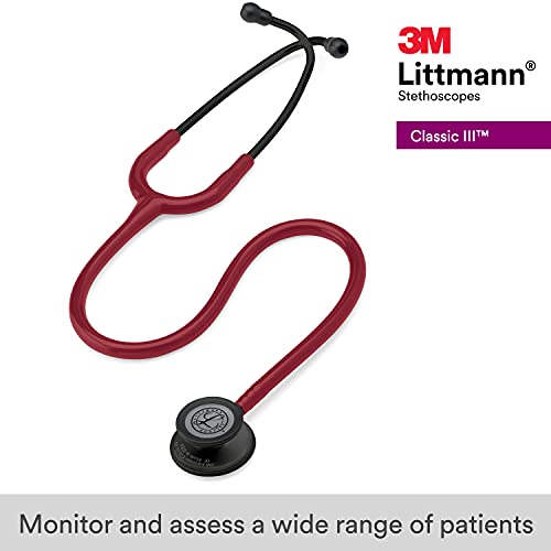 3M Littmann Classic III Monitoring Stethoscope  5870  More Than 2X as Loud  Weighs Less  Stainless Steel Rainbow Finish Chestpiece  27 Black Tube  Stem and Headset