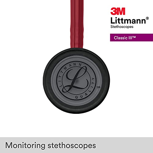 3M Littmann Classic III Monitoring Stethoscope  5870  More Than 2X as Loud  Weighs Less  Stainless Steel Rainbow Finish Chestpiece  27 Black Tube  Stem and Headset