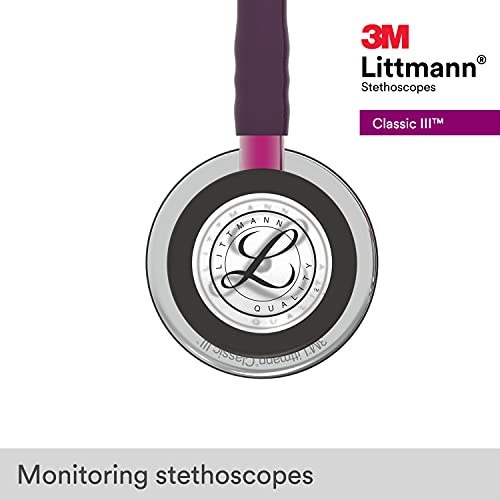 3M Littmann Classic III Monitoring Stethoscope  5870  More Than 2X as Loud  Weighs Less  Stainless Steel Rainbow Finish Chestpiece  27 Black Tube  Stem and Headset