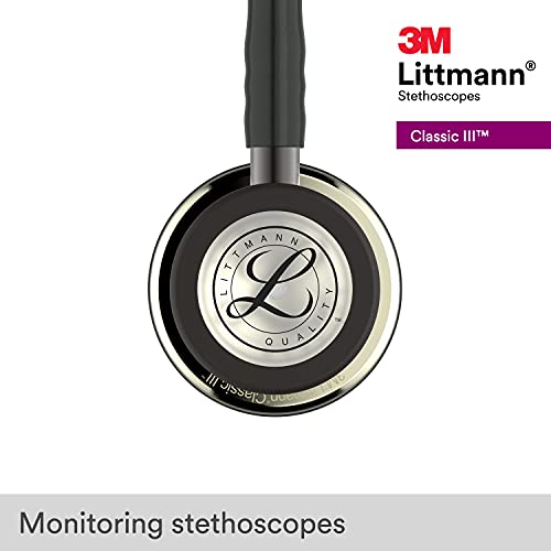 3M Littmann Classic III Monitoring Stethoscope  5870  More Than 2X as Loud  Weighs Less  Stainless Steel Rainbow Finish Chestpiece  27 Black Tube  Stem and Headset