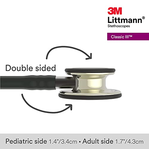 3M Littmann Classic III Monitoring Stethoscope  5870  More Than 2X as Loud  Weighs Less  Stainless Steel Rainbow Finish Chestpiece  27 Black Tube  Stem and Headset