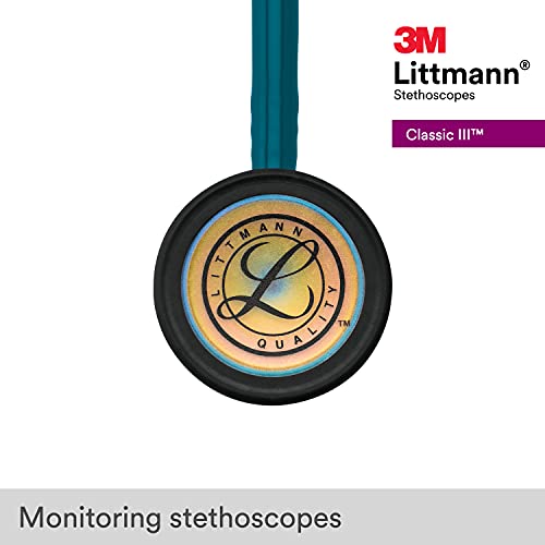 3M Littmann Classic III Monitoring Stethoscope  5870  More Than 2X as Loud  Weighs Less  Stainless Steel Rainbow Finish Chestpiece  27 Black Tube  Stem and Headset