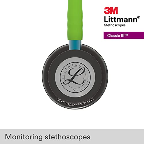 3M Littmann Classic III Monitoring Stethoscope  5870  More Than 2X as Loud  Weighs Less  Stainless Steel Rainbow Finish Chestpiece  27 Black Tube  Stem and Headset