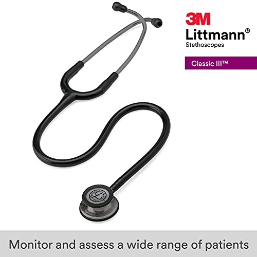 3M Littmann Classic III Monitoring Stethoscope  5870  More Than 2X as Loud  Weighs Less  Stainless Steel Rainbow Finish Chestpiece  27 Black Tube  Stem and Headset