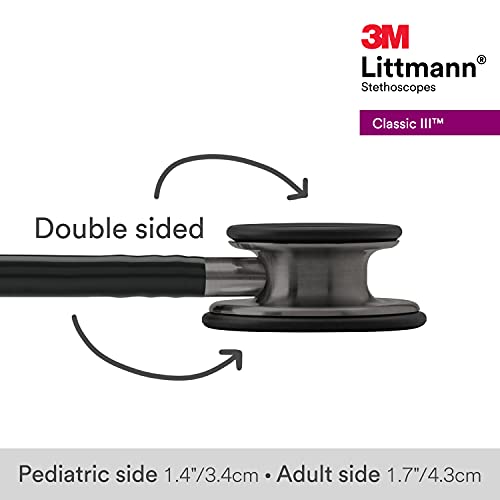 3M Littmann Classic III Monitoring Stethoscope  5870  More Than 2X as Loud  Weighs Less  Stainless Steel Rainbow Finish Chestpiece  27 Black Tube  Stem and Headset