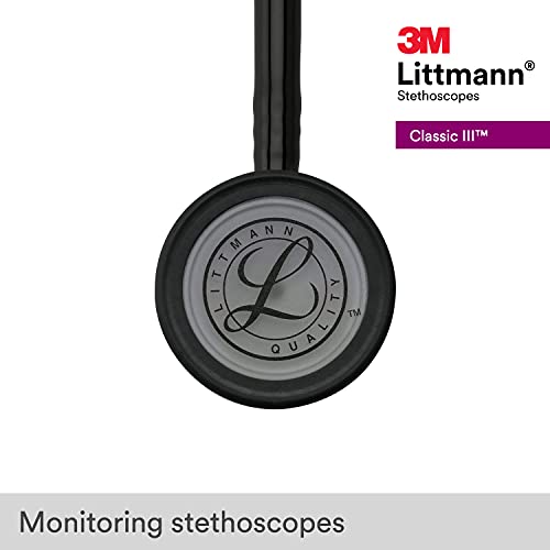 3M Littmann Classic III Monitoring Stethoscope  5870  More Than 2X as Loud  Weighs Less  Stainless Steel Rainbow Finish Chestpiece  27 Black Tube  Stem and Headset