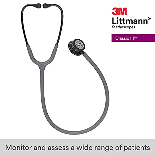 3M Littmann Classic III Monitoring Stethoscope  5811  More Than 2X as Loud  Weighs Less  Stainless Steel Smoke Finish Chestpiece  27 Black Tube  Smoke Stem  and Headset