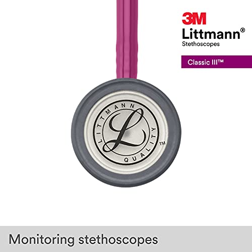 3M Littmann Classic III Monitoring Stethoscope  5648  More Than 2X as Loud  Weighs Less  Stainless Steel Chestpiece  27 Raspberry Tube