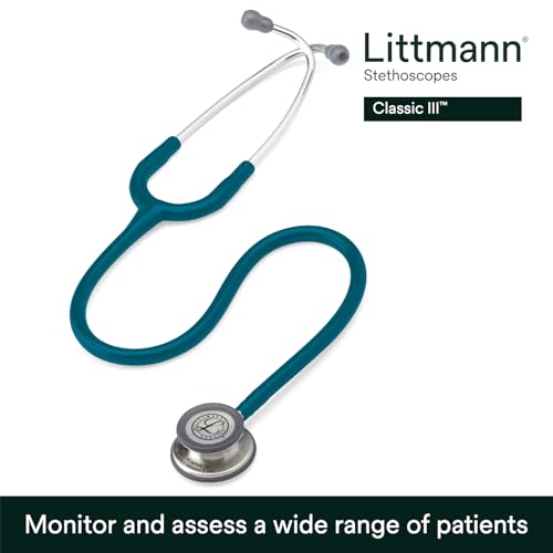 3M Littmann Classic III Monitoring Stethoscope  5623  More Than 2X as Loud  Weighs Less  Stainless Steel Chestpiece  27 Caribbean Blue Tube