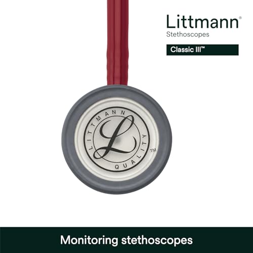3M Littmann Classic III Monitoring Stethoscope  5627  More Than 2X as Loud  Weighs Less  Stainless Steel Chestpiece  27 Burgundy Tube