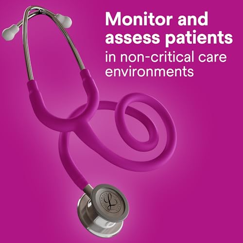 3M Littmann Classic III - Estetoscopio 5648C, tubo con acabado satinado de frambuesa de 27 pulgadas para mayor comodidad, flexibilidad y limpieza, pieza torácica de acero inoxidable, más de 2 veces