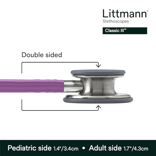3M Littmann Classic III Monitoring Stethoscope  5832  More Than 2X as Loud  Weighs Less  Stainless Steel Chestpiece  27 Lavender Tube