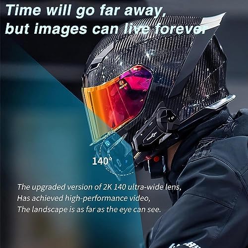 3T6B Bluetooth Motorcycle Headset with 2K Camera  IP65 Waterproof Bluetooth Intercom/1000M/6 Riders Group Intercom with Music Sharing/Bluetooth 5 0/Microphone 2 in 1
