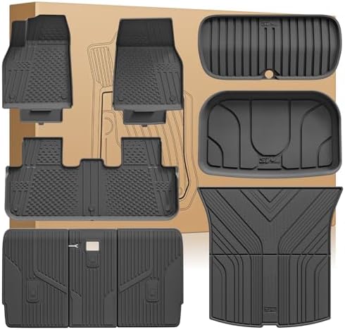3W 2025 2026 Tesla Model Y Juniper Floor Mats with Rear Cargo Mat & Backrest Mat TPE Anti Slip All Weather Accessories  Vigormold 