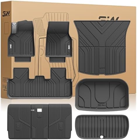 3W 2025 2026 Tesla Model Y Juniper Floor Mats with Rear Cargo Mat & Backrest Mat TPE Anti Slip All Weather Accessories  Vigormold 