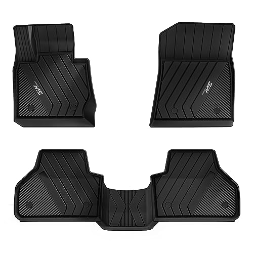 3W Floor Mats Compatible for BMW X3 F25 2011 2017 / BMW X4 2015 2018 Custom Fit TPE All Weather Floor Liner for BMW X3 / X4 1st and 2nd Row Full Set Car Mats  Black