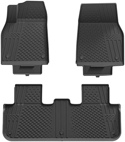 3W Tesla Model 3 Floor Mats 2026 2025 2024 with Mental Pedal  Full Set with Seatback Protector  Highland All Weather Custom Fit Rear Trunk Mat Accessories Black