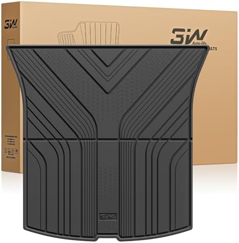 3W Tesla Model 3 Floor Mats 2026 2025 2024 with Mental Pedal  Full Set with Seatback Protector  Highland All Weather Custom Fit Rear Trunk Mat Accessories Black