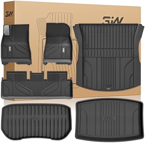 3W Tesla Model 3 Floor Mats 2026 2025 2024 with Mental Pedal  Full Set with Seatback Protector  Highland All Weather Custom Fit Rear Trunk Mat Accessories Black