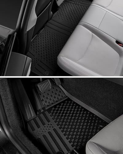 3W Tesla Model Y Juniper Floor Mats  Front Rear Cargo Liner & Seatback Protector  Custom Fit 2025 2026 Model Y Acecessories  TPE All Weather Odorless Non Slip  Black