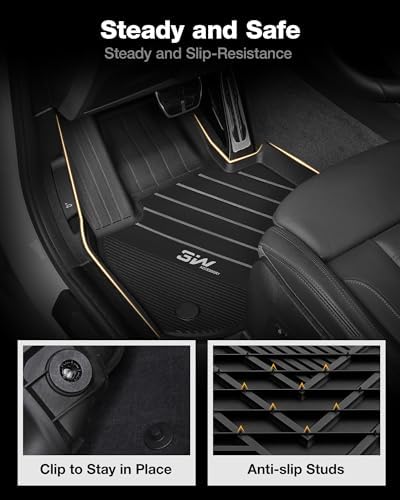 3W Tesla Model Y Juniper Floor Mats  Front Rear Cargo Liner & Seatback Protector  Custom Fit 2025 2026 Model Y Acecessories  TPE All Weather Odorless Non Slip  Black