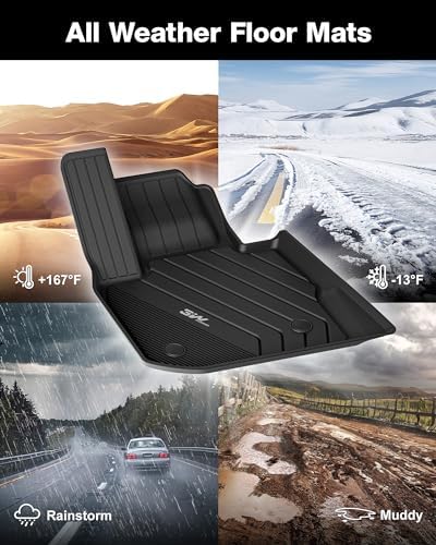 3W Tesla Model Y Juniper Floor Mats  Front Rear Cargo Liner & Seatback Protector  Custom Fit 2025 2026 Model Y Acecessories  TPE All Weather Odorless Non Slip  Black