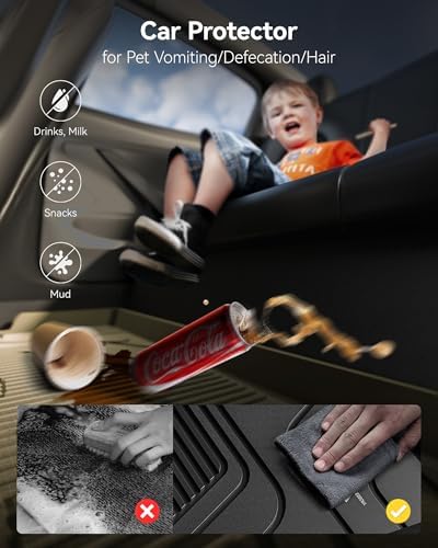 3W Tesla Model Y Juniper Floor Mats  Front Rear Cargo Liner & Seatback Protector  Custom Fit 2025 2026 Model Y Acecessories  TPE All Weather Odorless Non Slip  Black