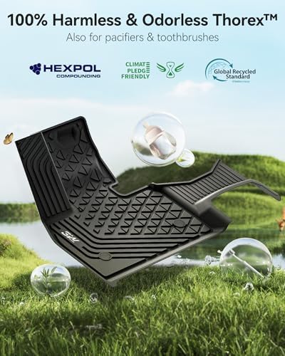 3W Tesla Model Y Juniper Floor Mats  Front Rear Cargo Liner & Seatback Protector  Custom Fit 2025 2026 Model Y Acecessories  TPE All Weather Odorless Non Slip  Black