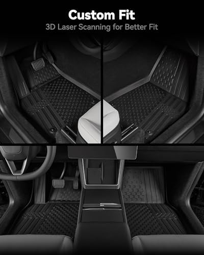 3W Tesla Model Y Juniper Floor Mats  Front Rear Cargo Liner & Seatback Protector  Custom Fit 2025 2026 Model Y Acecessories  TPE All Weather Odorless Non Slip  Black