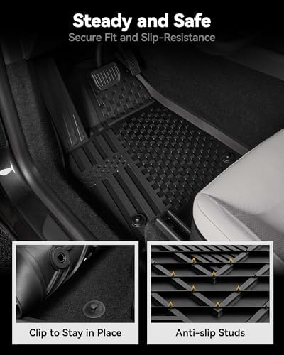 3W Tesla Model Y Juniper Floor Mats  Front Rear Cargo Liner & Seatback Protector  Custom Fit 2025 2026 Model Y Acecessories  TPE All Weather Odorless Non Slip  Black