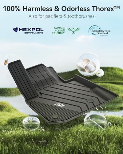 3W Tesla Model Y Juniper Floor Mats  Front Rear Cargo Liner & Seatback Protector  Custom Fit 2025 2026 Model Y Acecessories  TPE All Weather Odorless Non Slip  Black