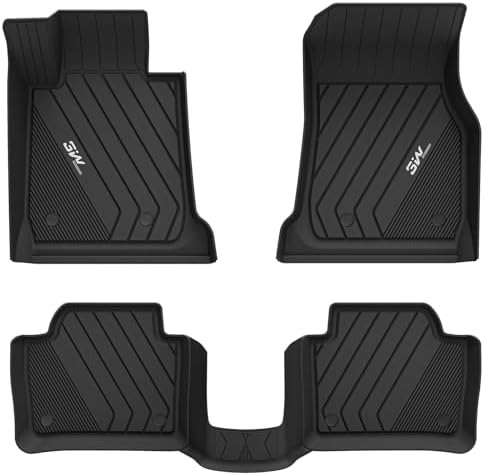 3W Tesla Model Y Juniper Floor Mats  Front Rear Cargo Liner & Seatback Protector  Custom Fit 2025 2026 Model Y Acecessories  TPE All Weather Odorless Non Slip  Black