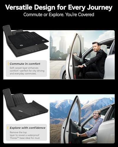 3W Tesla Model Y Juniper Floor Mats  Front Rear Cargo Liner & Seatback Protector  Custom Fit 2025 2026 Model Y Acecessories  TPE All Weather Odorless Non Slip  Black
