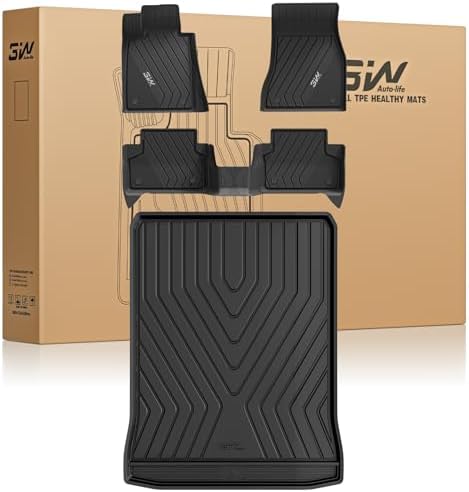 3W Tesla Model Y Juniper Floor Mats  Front Rear Cargo Liner & Seatback Protector  Custom Fit 2025 2026 Model Y Acecessories  TPE All Weather Odorless Non Slip  Black