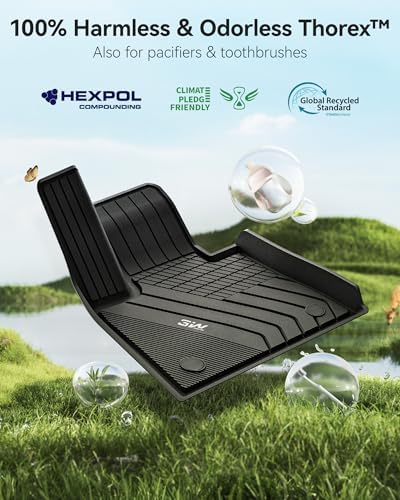 3W Tesla Model Y Juniper Floor Mats  Front Rear Cargo Liner & Seatback Protector  Custom Fit 2025 2026 Model Y Acecessories  TPE All Weather Odorless Non Slip  Black