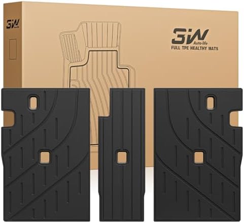 3W Tesla Model Y Juniper Floor Mats  Front Rear Cargo Liner & Seatback Protector  Custom Fit 2025 2026 Model Y Acecessories  TPE All Weather Odorless Non Slip  Black