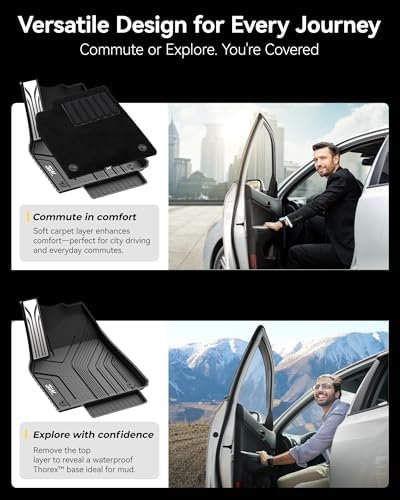 3W Tesla Model Y Juniper Floor Mats with Carpets  Metal Pedal  Double Layer  All Weather TPE Waterproof Custom Fit Automotive Car Floor Liners  Vigormold 