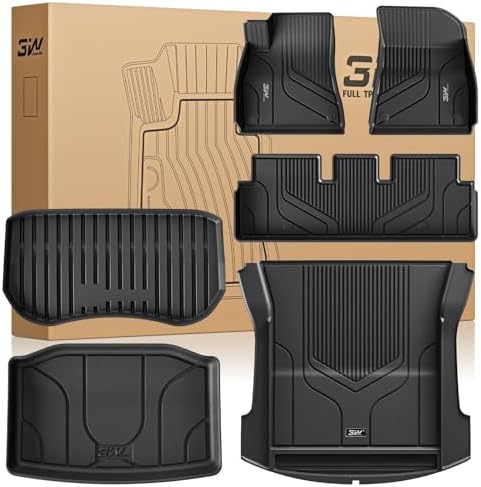 3W Tesla Model Y Juniper Floor Mats with Carpets  Metal Pedal  Double Layer  All Weather TPE Waterproof Custom Fit Automotive Car Floor Liners  Vigormold 