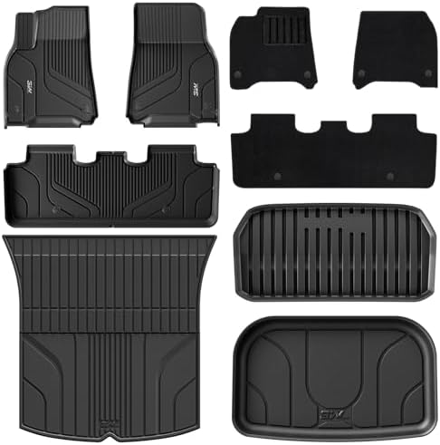 3W Tesla Model Y Juniper Floor Mats Not for Standard   Front Rear Cargo Liner & Seatback Protector  Custom Fit 2025 2026 Model Y Acecessories  TPE All Weather Odorless Non Slip