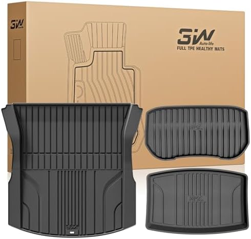 3W Tesla Model Y Juniper Floor Mats Not for Standard   Front Rear Cargo Liner & Seatback Protector  Custom Fit 2025 2026 Model Y Acecessories  TPE All Weather Odorless Non Slip