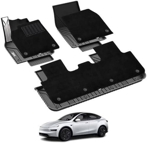 3W Tesla Model Y Juniper Floor Mats Not for Standard   Front Rear Cargo Liner & Seatback Protector  Custom Fit 2025 2026 Model Y Acecessories  TPE All Weather Odorless Non Slip
