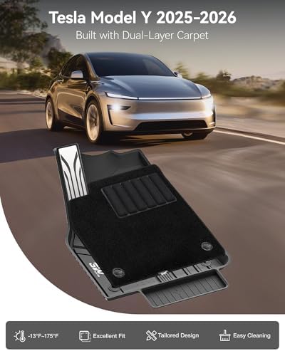 3W Tesla Model Y Juniper Floor Mats not for Standard   Metal Pedal  Carpets Double Layer  2025 2026 Model Y Accessories  TPE All Weather Waterproof Custom Fit Liners  Vigormold 