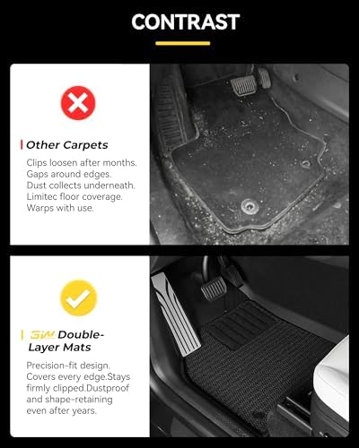 3W Tesla Model Y Juniper Floor Mats not for Standard   Metal Pedal  Carpets Double Layer  2025 2026 Model Y Accessories  TPE All Weather Waterproof Custom Fit Liners  Vigormold 