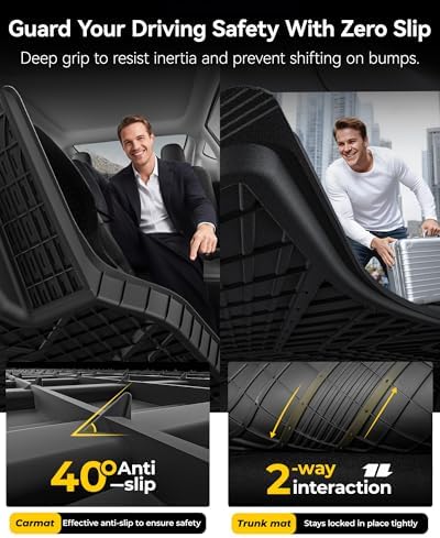 3W Tesla New Model Y Juniper Floor Mats and Cargo Liners  Full Set TPE Floor Liner for 2025 2026 Model Y  Cargo Mats and Seat Back Cover Protector  Car Mats for 2026 Tesla Model Y Juniper Accseeories
