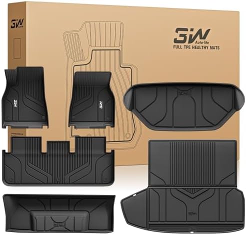 3W Tesla New Model Y Juniper Floor Mats and Cargo Liners  Full Set TPE Floor Liner for 2025 2026 Model Y  Cargo Mats and Seat Back Cover Protector  Car Mats for 2026 Tesla Model Y Juniper Accseeories