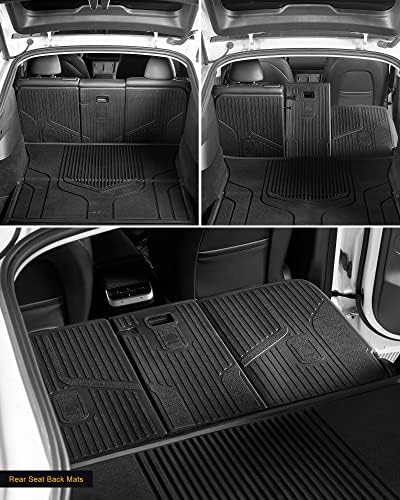 3W Tesla New Model Y Juniper Floor Mats and Cargo Liners  Full Set TPE Floor Liner for 2025 2026 Model Y  Cargo Mats and Seat Back Cover Protector  Car Mats for 2026 Tesla Model Y Juniper Accseeories